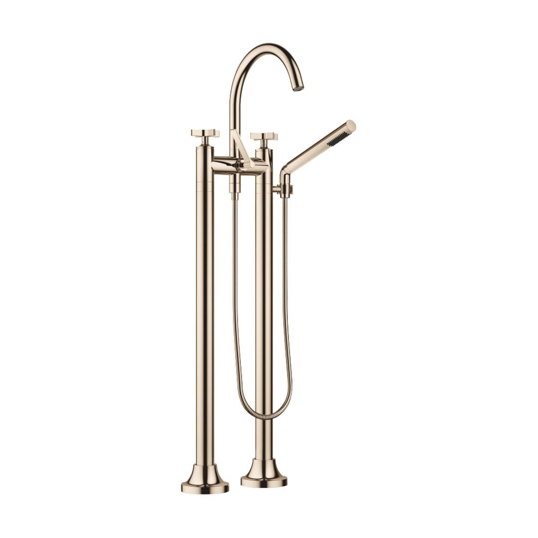 Dornbracht VAIA – Μπαταρία Λουτρού Δαπέδου – Two-hole bath mixer for free-standing assembly with hand shower set – Champagne (22kt Gold) (25943809-47)