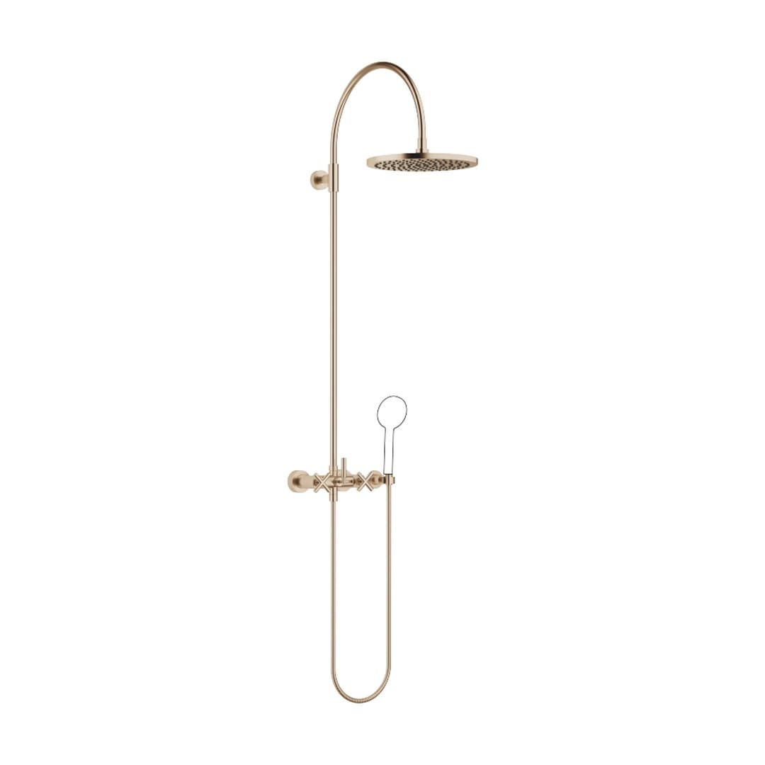 Dornbracht Tara – Σύστημα Ντους – Showerpipe with shower mixer without hand shower 300 mm – Brushed Champagne (22kt Gold) (26622892-46)