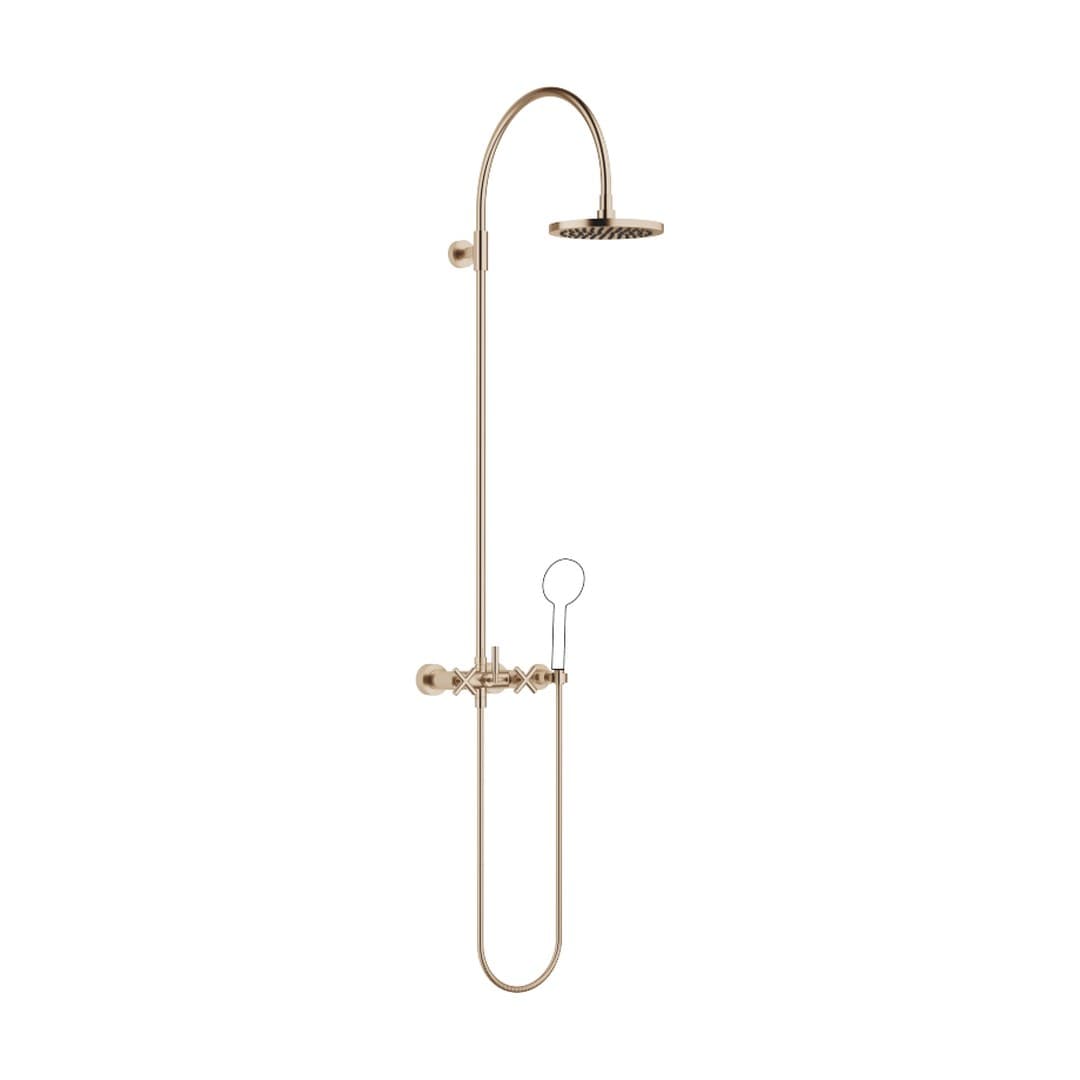 Dornbracht Tara – Σύστημα Ντους – Showerpipe with shower mixer without hand shower FlowReduce 220 mm – Brushed Champagne (22kt Gold) (26632892-46)