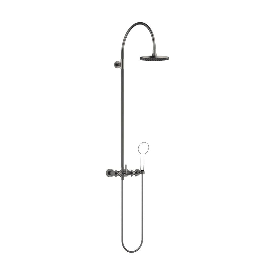 Dornbracht Tara – Σύστημα Ντους – Showerpipe with shower mixer without hand shower FlowReduce 220 mm – Brushed Dark Platinum (26632892-99)