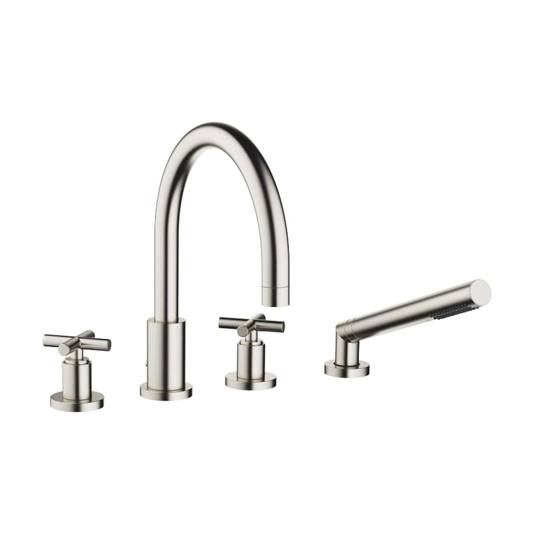 Dornbracht Tara – Μπαταρία Λουτρού Πάγκου – Bath shower set for bath rim or tile edge installation – Brushed Platinum (27512892-06)