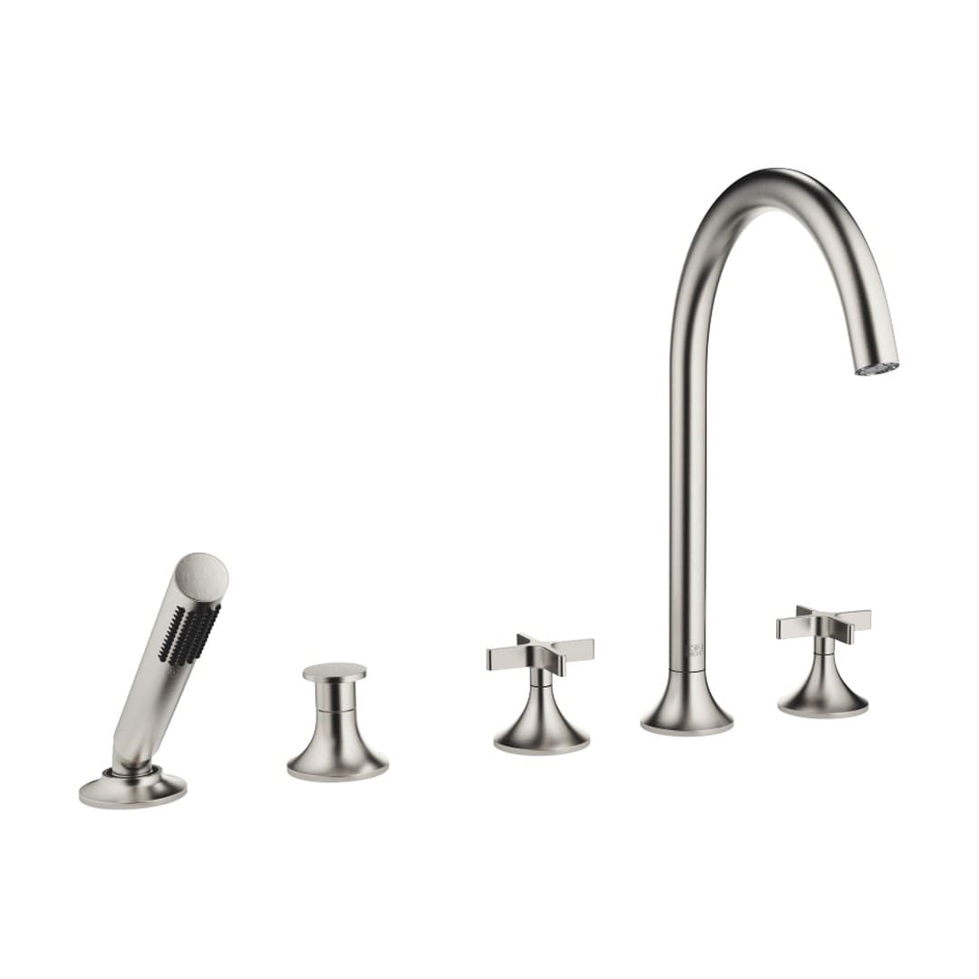 Dornbracht VAIA – Μπαταρία Λουτρού Πάγκου – Five-hole bath mixer for deck mounting with diverter – Brushed Platinum (27522809-06)