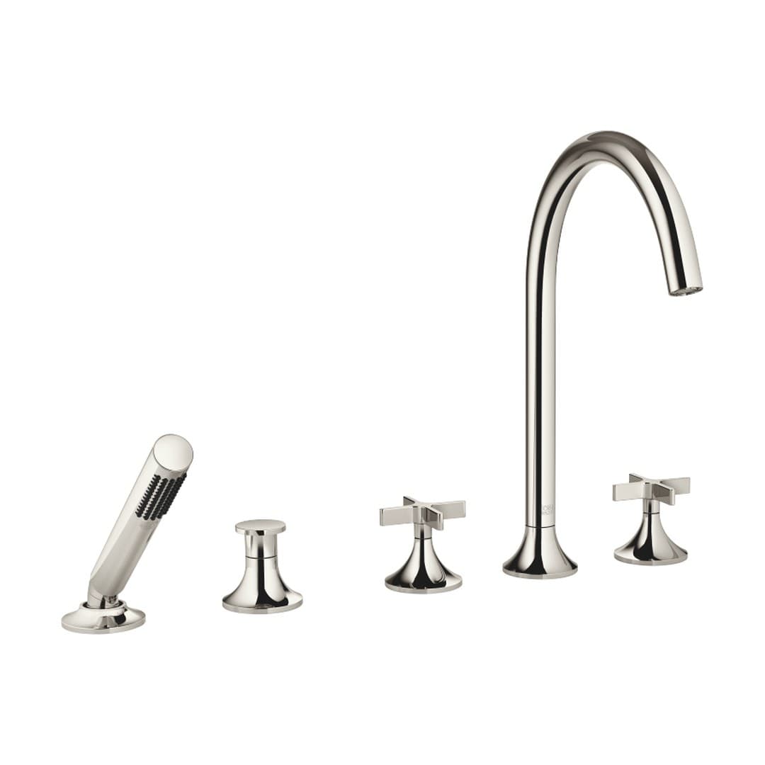Dornbracht VAIA – Μπαταρία Λουτρού Πάγκου – Five-hole bath mixer for deck mounting with diverter – Platinum (27522809-08)