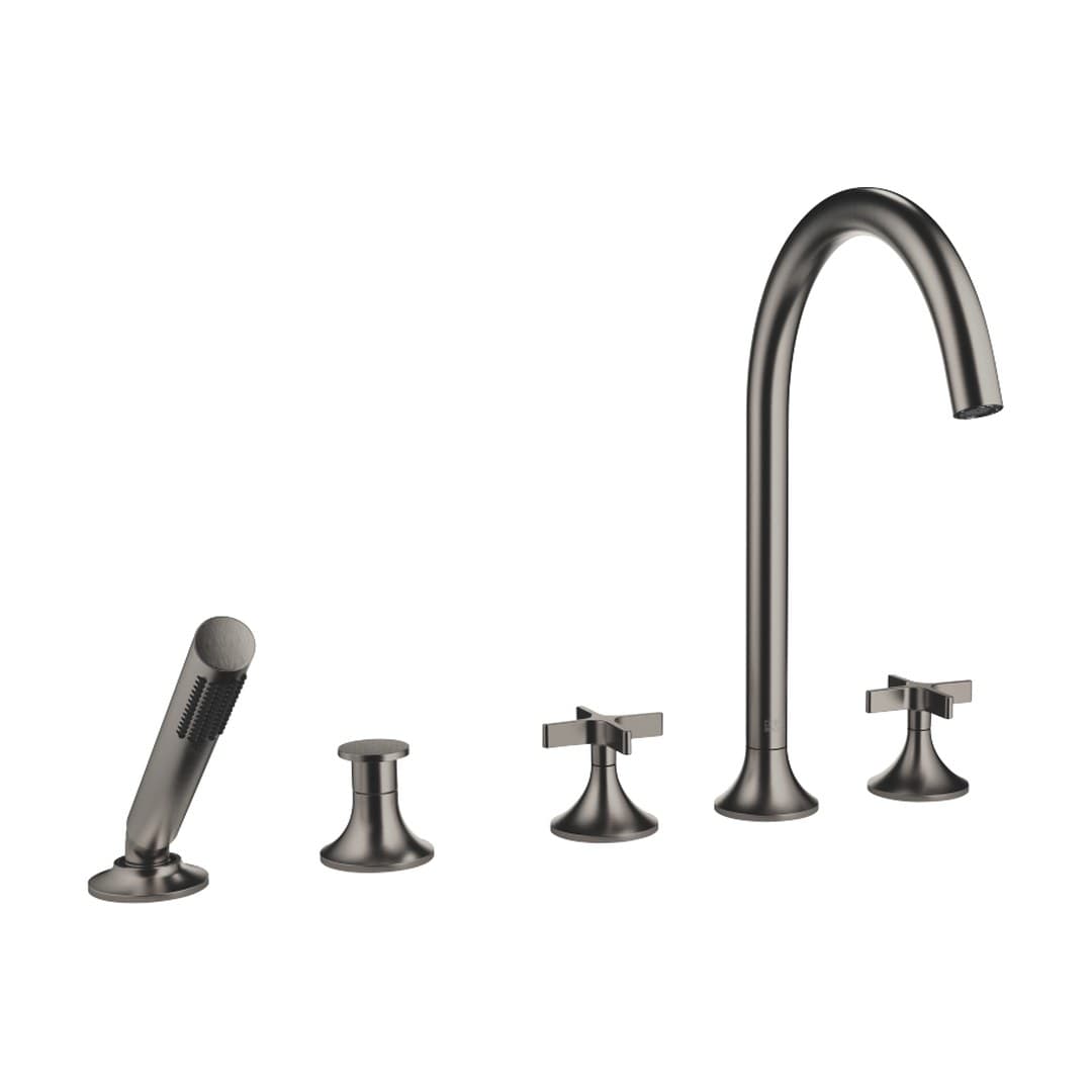 Dornbracht VAIA – Μπαταρία Λουτρού Πάγκου – Five-hole bath mixer for deck mounting with diverter – Brushed Dark Platinum (27522809-99)