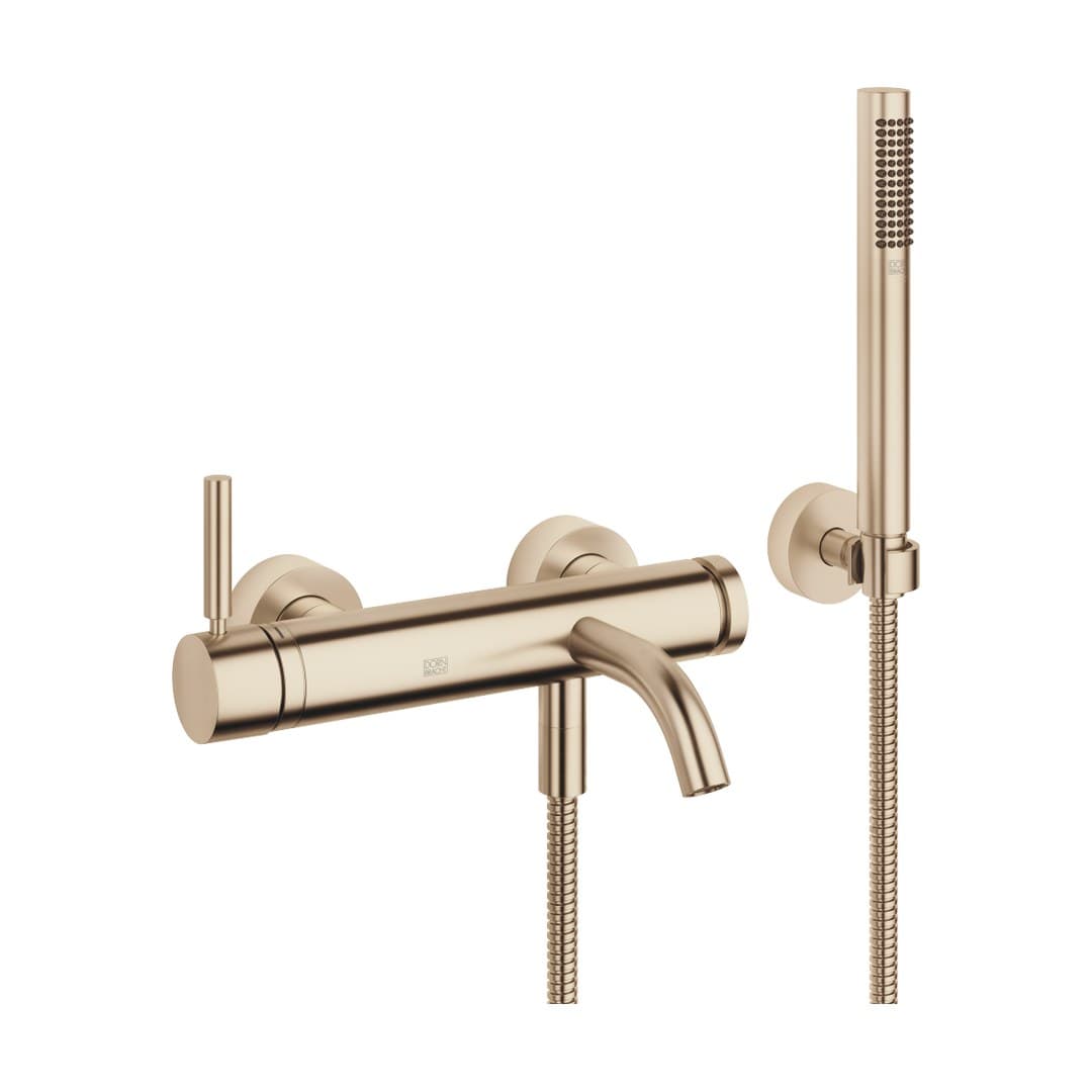 Dornbracht Meta – Μπαταρία Λουτρού Τοίχου – Single-lever bath mixer for wall mounting with hand shower set – Brushed Light Gold (PVD) (33233660-27)