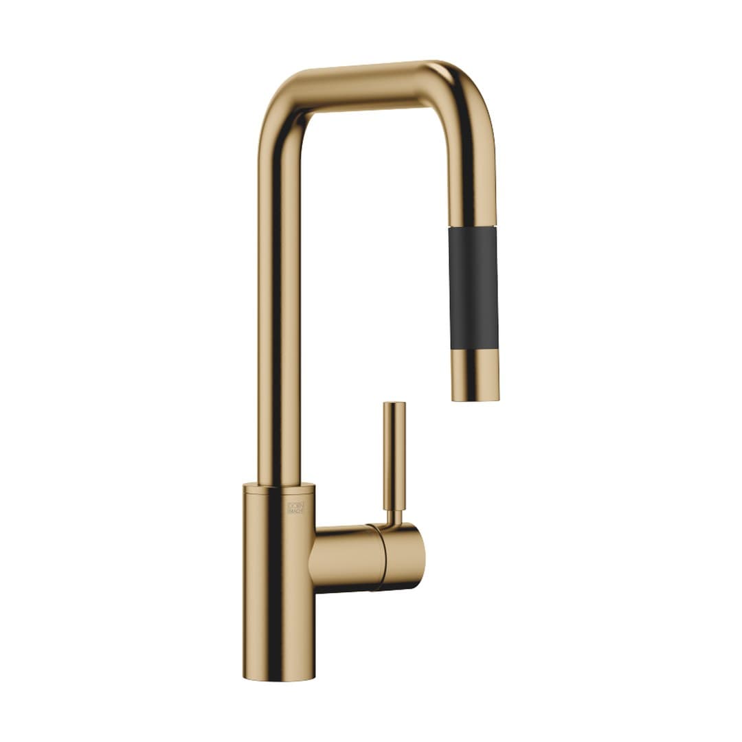 Dornbracht Meta Square – Μπαταρία Κουζίνας – Single-lever mixer Pull-down with spray function – Brushed Dark Brass (PVD) (33870861-39)