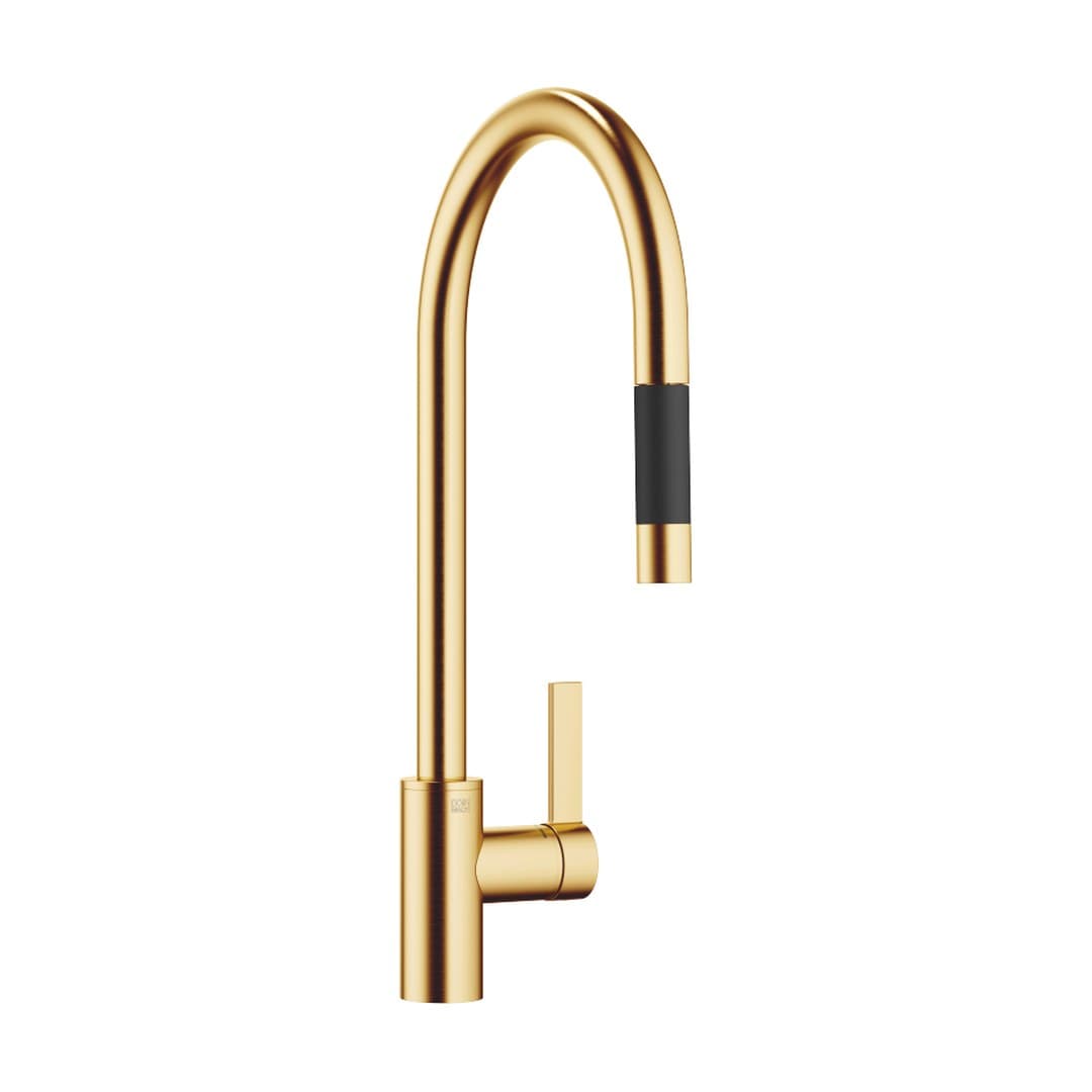Dornbracht Tara Ultra – Μπαταρία Κουζίνας – Single-lever mixer Pull-down with spray function – Brushed Durabrass (23kt Gold) (33870875-28)