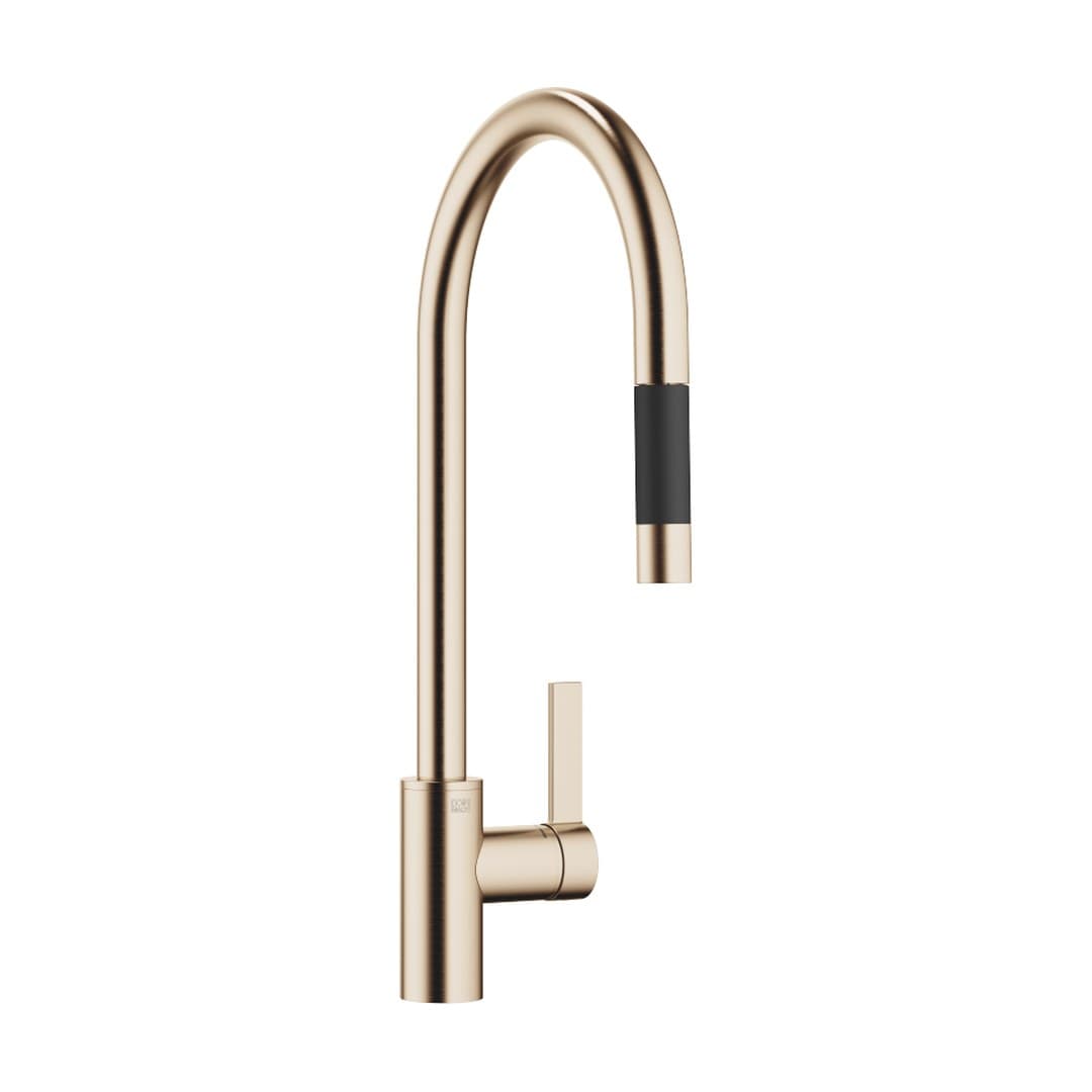 Dornbracht Tara Ultra – Μπαταρία Κουζίνας – Single-lever mixer Pull-down with spray function – Brushed Champagne (22kt Gold) (33870875-46)