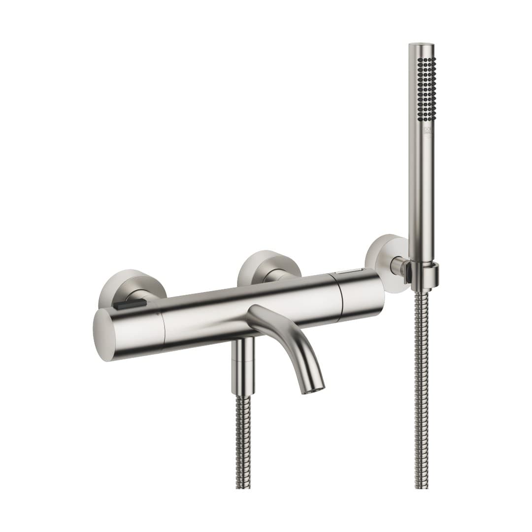 Dornbracht Meta – Μπαταρία Λουτρού Τοίχου – Bath thermostat for wall mounting with hand shower set – Brushed Platinum (34234979-06)