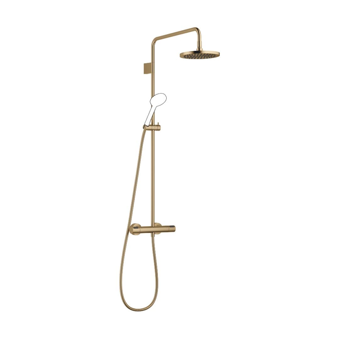 Dornbracht – Σύστημα Ντους – Showerpipe with shower thermostat without hand shower FlowReduce 220 mm – Brushed Dark Brass (PVD) (34464979-39)