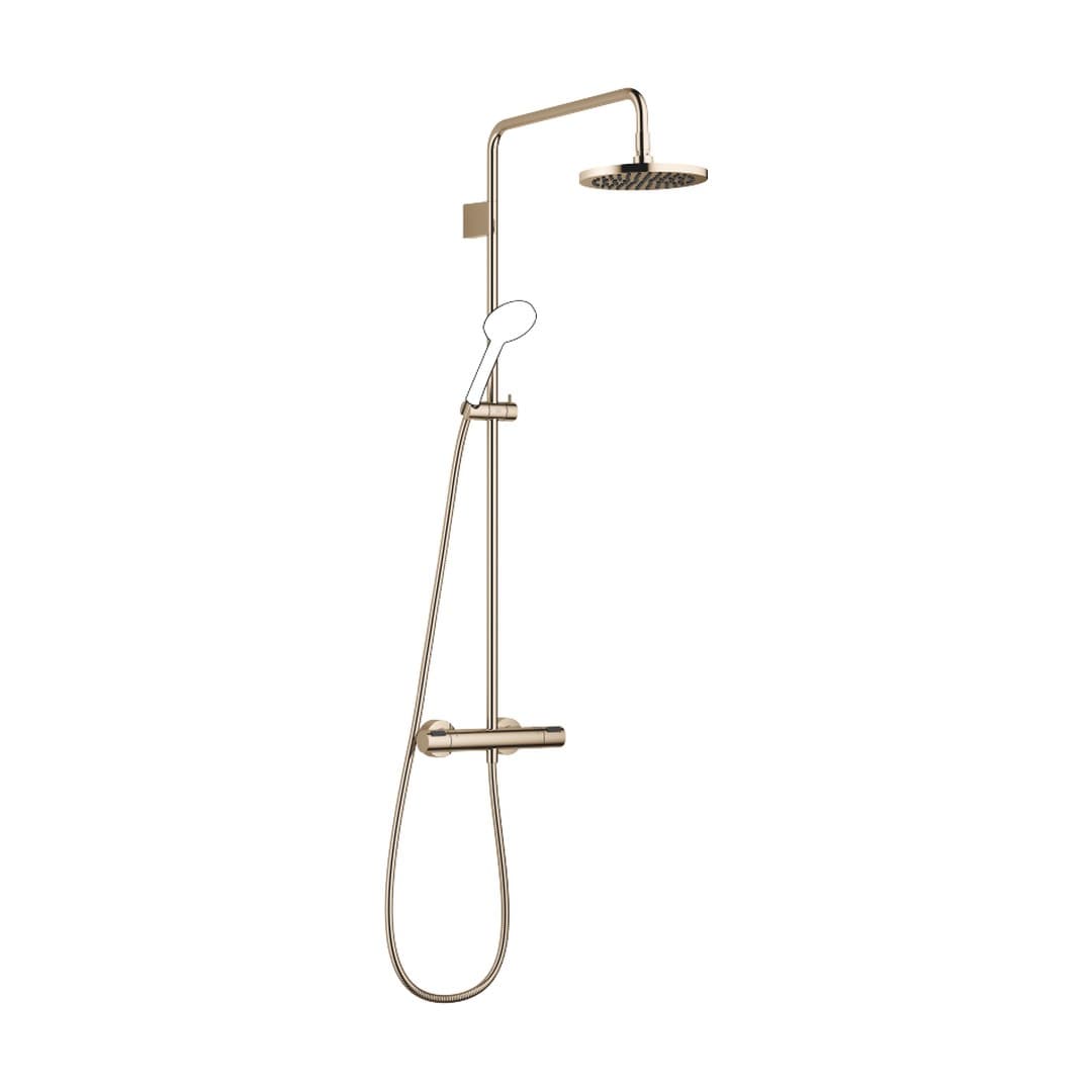 Dornbracht – Σύστημα Ντους – Showerpipe with shower thermostat without hand shower FlowReduce 220 mm – Champagne (22kt Gold) (34464979-47)