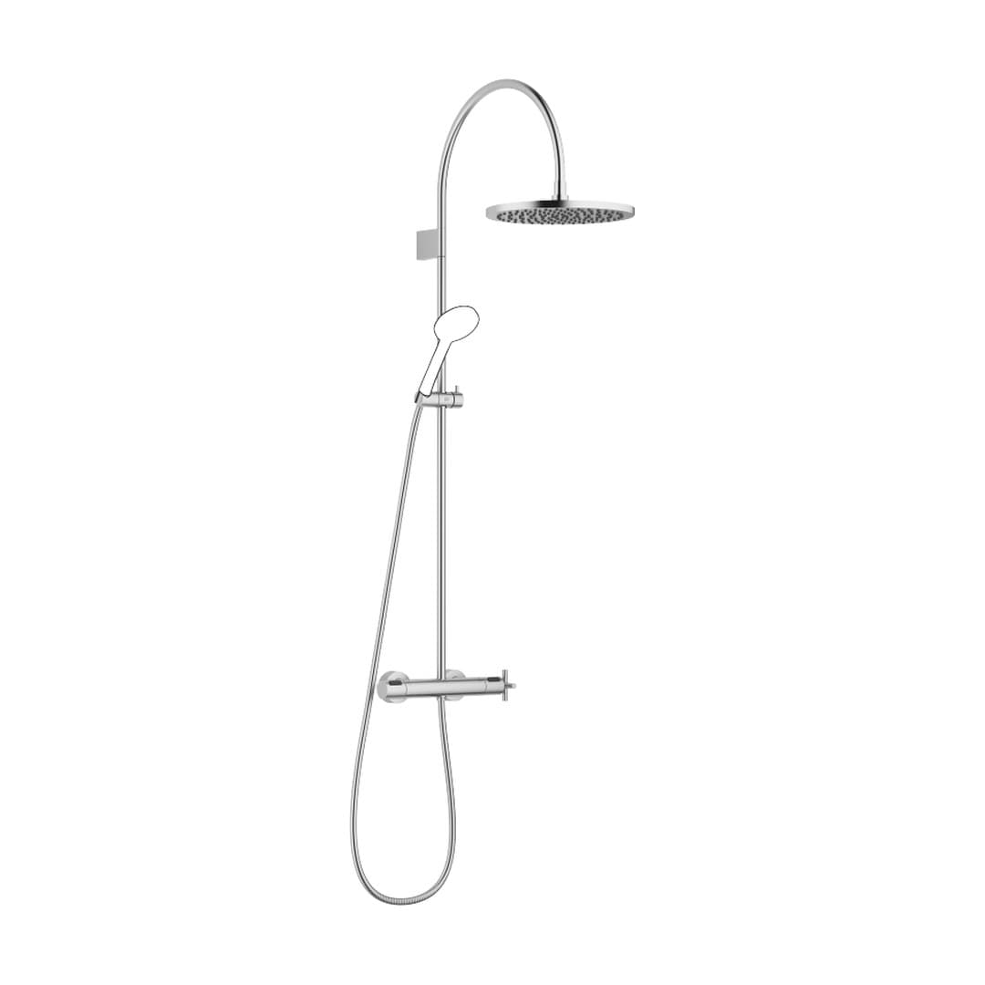 Dornbracht Tara – Σύστημα Ντους – Showerpipe with shower thermostat without hand shower 300 mm – Brushed Chrome (34465892-93)