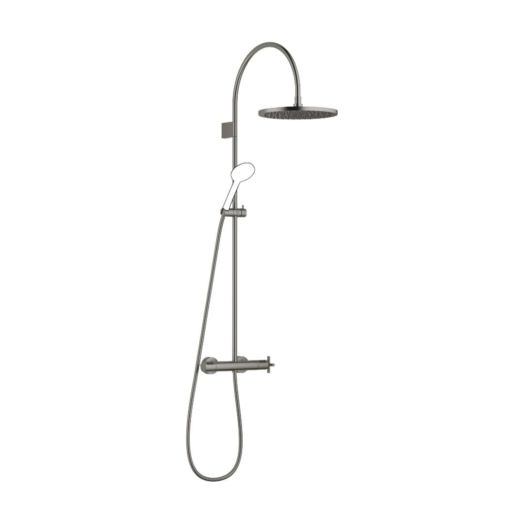 Dornbracht Tara – Σύστημα Ντους – Showerpipe with shower thermostat without hand shower 300 mm – Brushed Dark Platinum (34465892-99)