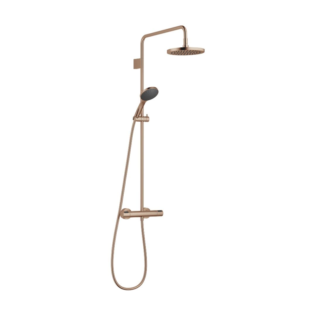 Dornbracht – Σύστημα Ντους – Showerpipe with shower thermostat with hand shower set FlowReduce 220 mm – Brushed Bronze (PVD) (34466979-42)