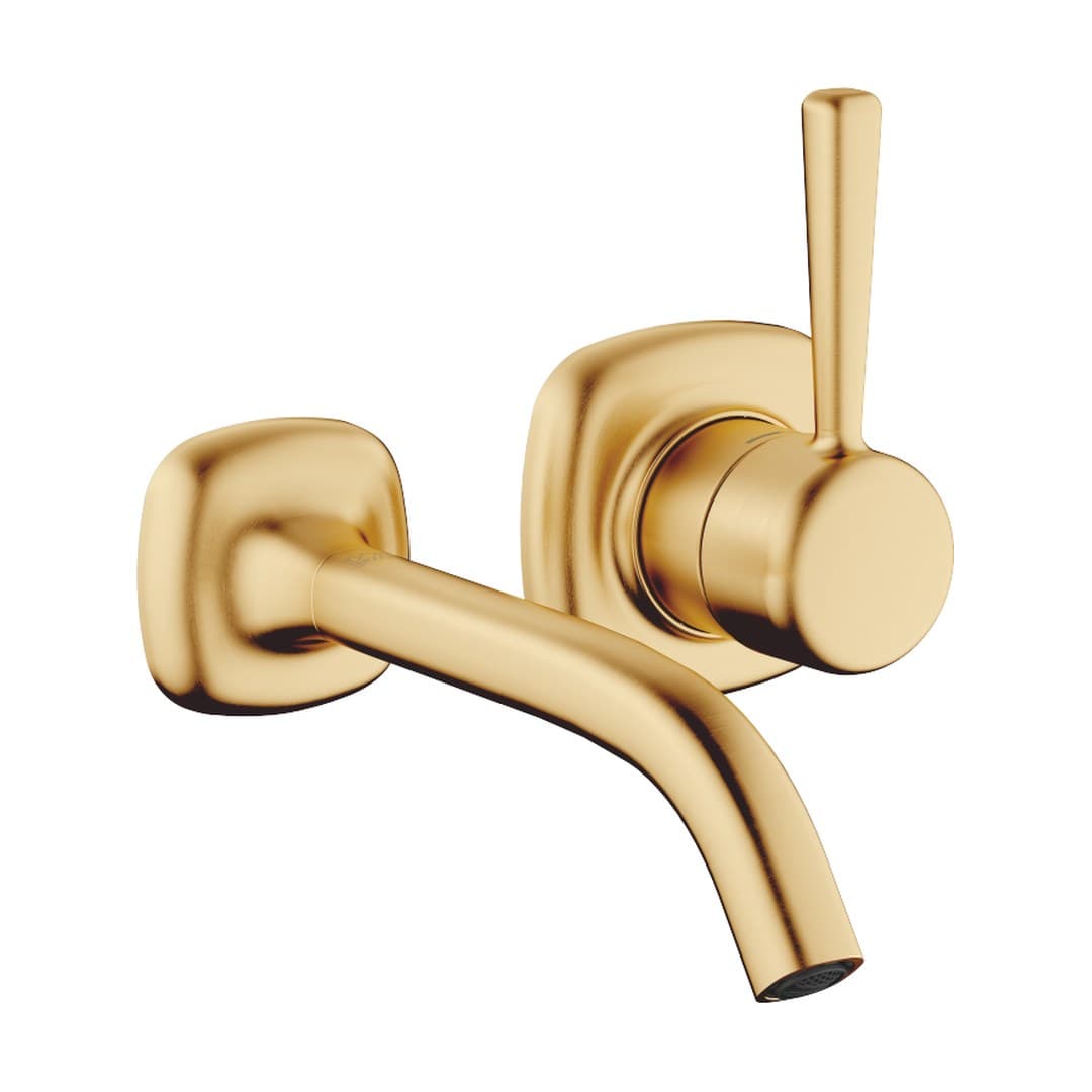 Dornbracht COYA – Μπαταρία Νιπτήρα Τοίχου – Wall-mounted single-lever basin mixer without pop-up waste – Brushed Durabrass (23kt Gold) (36860404-28)