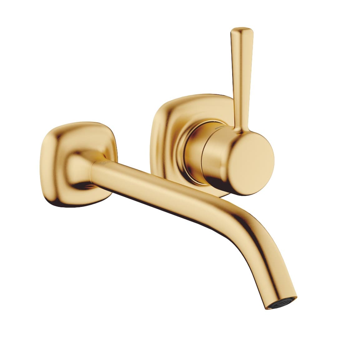 Dornbracht COYA – Μπαταρία Νιπτήρα Τοίχου – Wall-mounted single-lever basin mixer without pop-up waste – Brushed Durabrass (23kt Gold) (36861404-28)