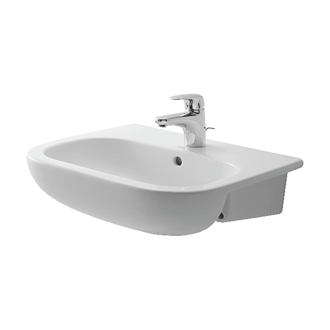 Duravit D-Code – Νιπτήρας Ημιένθετος – 550×440 mm, 1 οπή, με υπερχείλιση – White High Gloss (0339550000)