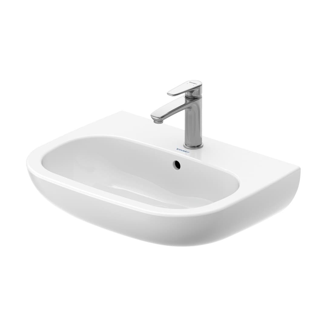 Duravit D-Code – Νιπτήρας Κρεμαστός – 600×460 mm, 1 οπή, με υπερχείλιση, σχήμα Semi-circular – White High Gloss (23106000002)