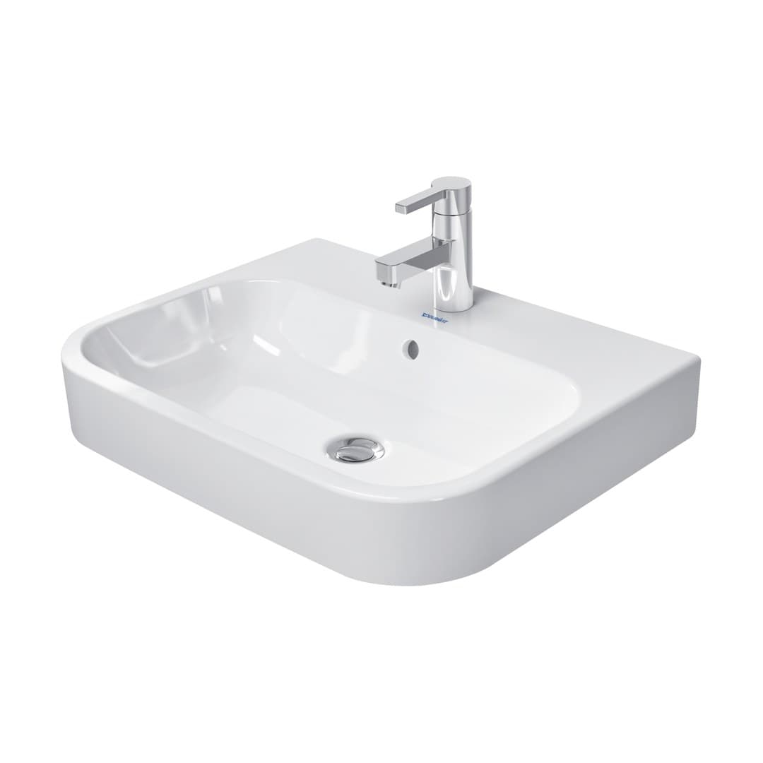 Duravit Happy D.2 – Νιπτήρας Επικαθήμενος – 600×460 mm, 1 οπή, με υπερχείλιση – White High Gloss (2315600000)
