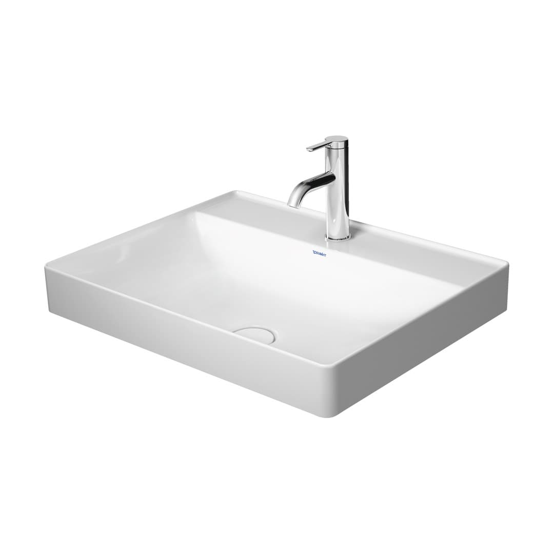 Duravit DuraSquare – Νιπτήρας Επικαθήμενος – 600×470 mm, 1 οπή, χωρίς υπερχείλιση – White High Gloss (2354600041)