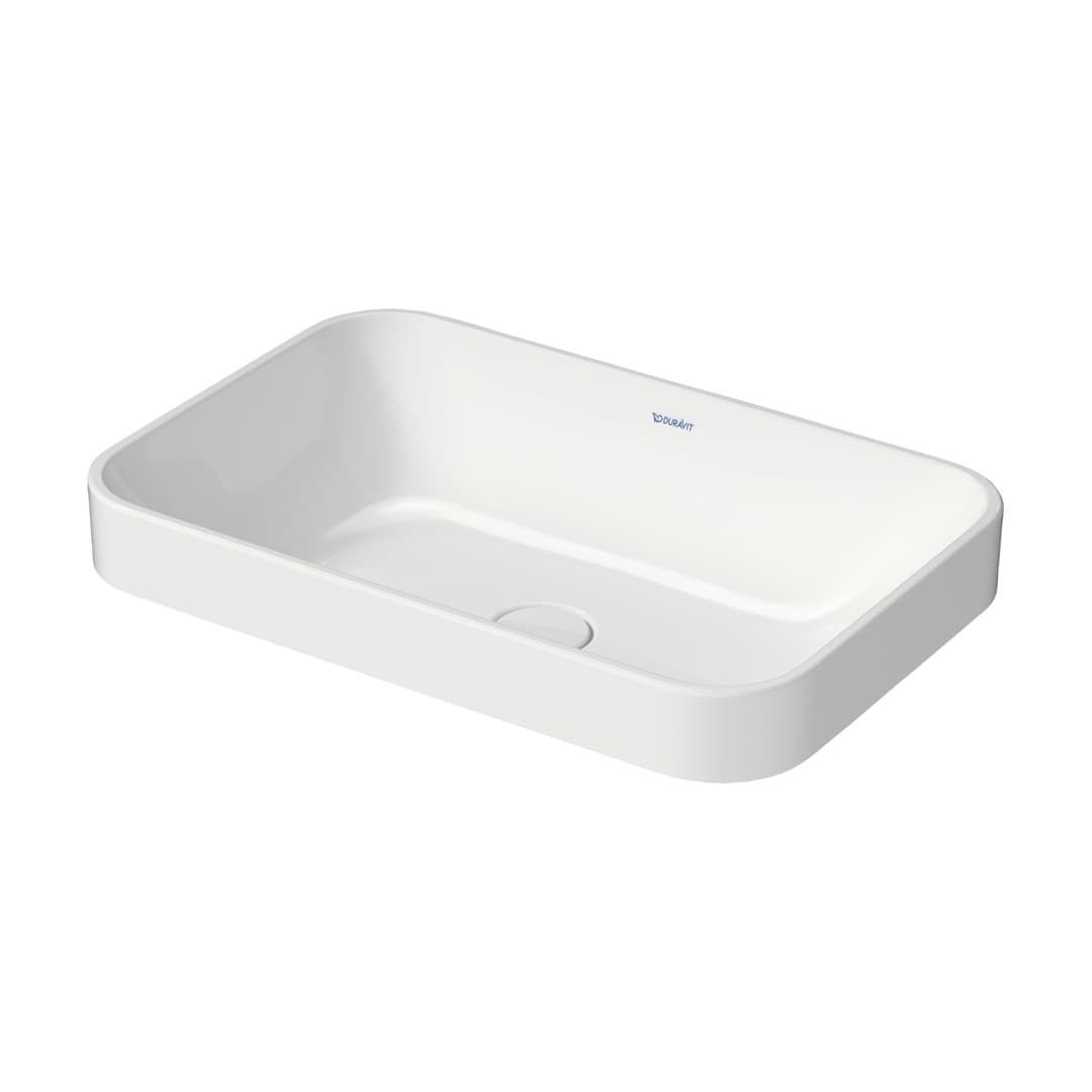 Duravit Happy D.2 – Νιπτήρας Επικαθήμενος – 600×400 mm, χωρίς οπή, χωρίς υπερχείλιση – White High Gloss (2359600000)