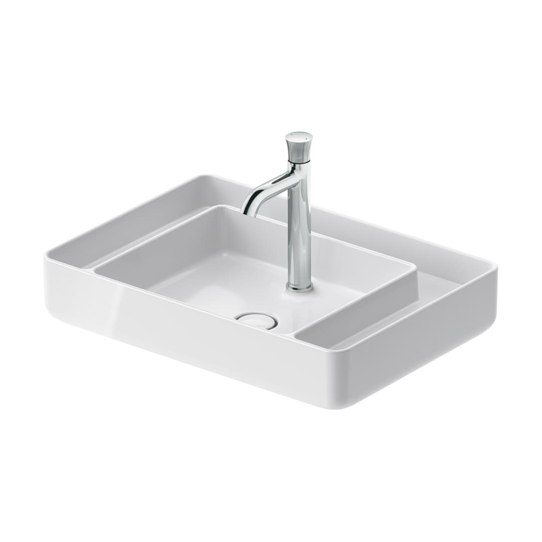 Duravit Bento Starck Box – Νιπτήρας Επικαθήμενος – 650×460 mm, 1 οπή, χωρίς υπερχείλιση – White High Gloss, HygieneGlaze (2381652071)