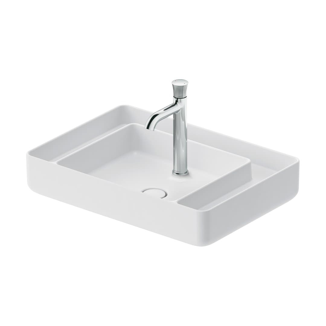 Duravit Bento Starck Box – Νιπτήρας Επικαθήμενος – 650×460 mm, 1 οπή, χωρίς υπερχείλιση – White Satin Matt, HygieneGlaze (2381653071)