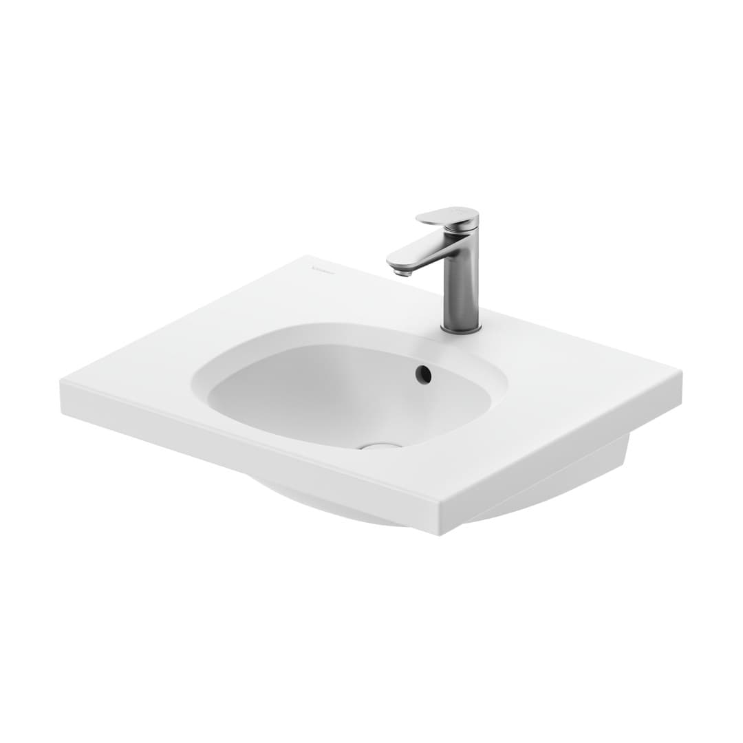 Duravit Aurena – Νιπτήρας Κρεμαστός – 600×500 mm, 1 οπή, με υπερχείλιση – White Satin Matt, DuraShield (238760AC00)