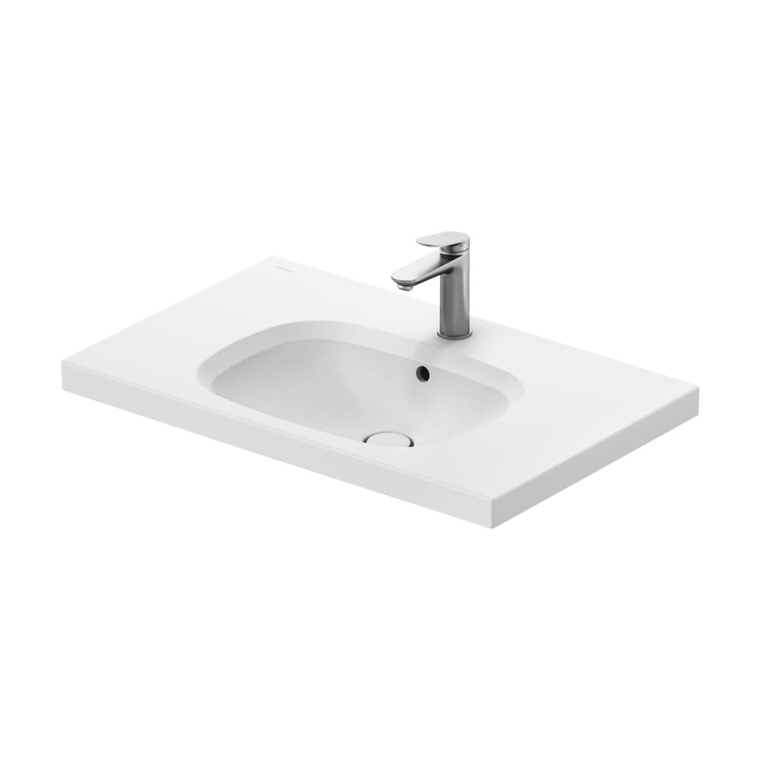 Duravit Aurena – Νιπτήρας Κρεμαστός – 800×500 mm, 1 οπή, με υπερχείλιση – White Satin Matt, DuraShield (238780AC00)