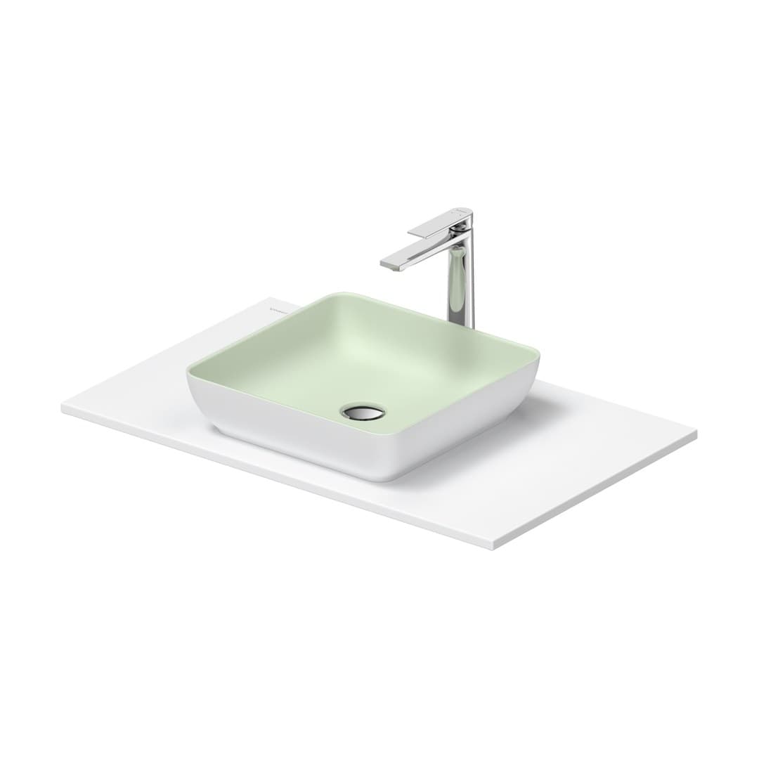 Duravit Sivida – Νιπτήρας Επικαθήμενος – 820×510 mm, χωρίς οπή, χωρίς υπερχείλιση – Pale Green Matt, White Satin Matt (268007FG00)