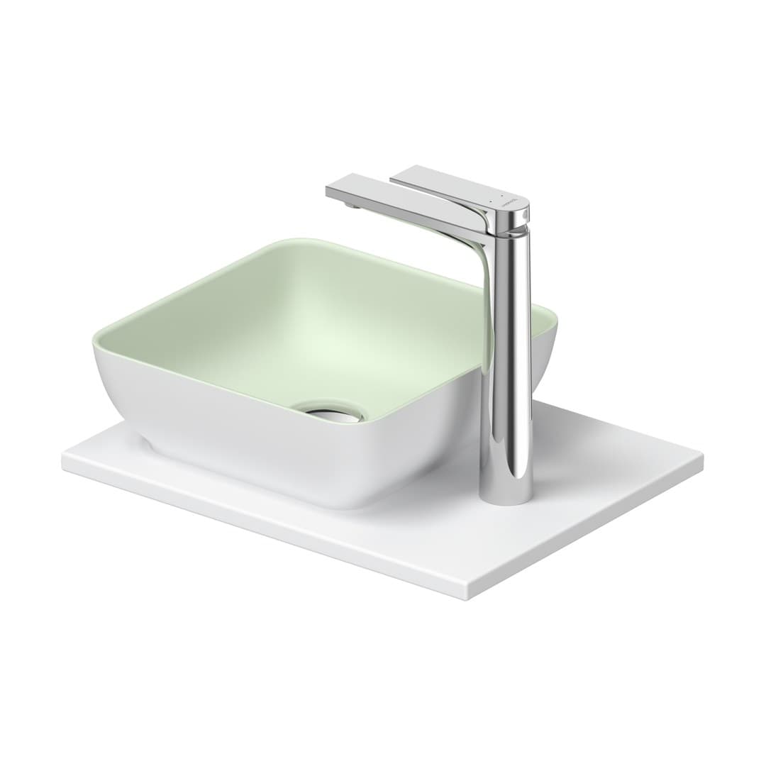Duravit Sivida – Νιπτήρας Επικαθήμενος – 410×330 mm, χωρίς οπή, χωρίς υπερχείλιση, Medical — – Pale Green Matt, White Satin Matt (268023FG00)
