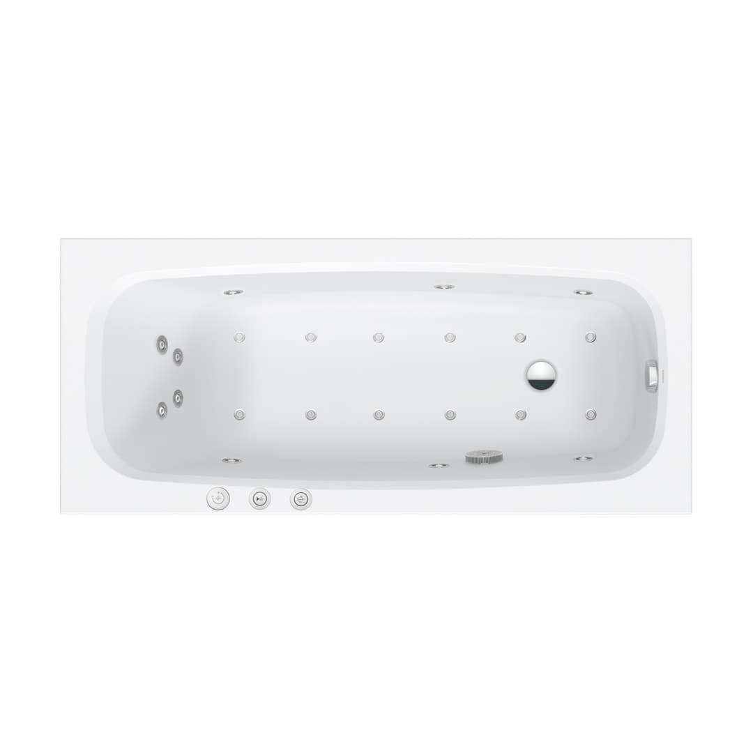 Duravit Aurena – Μπανιέρα – 1600×700 mm, εντοιχιζόμενη, υδρομασάζ Combi-System P – White Matt (760546BA0CP1000)