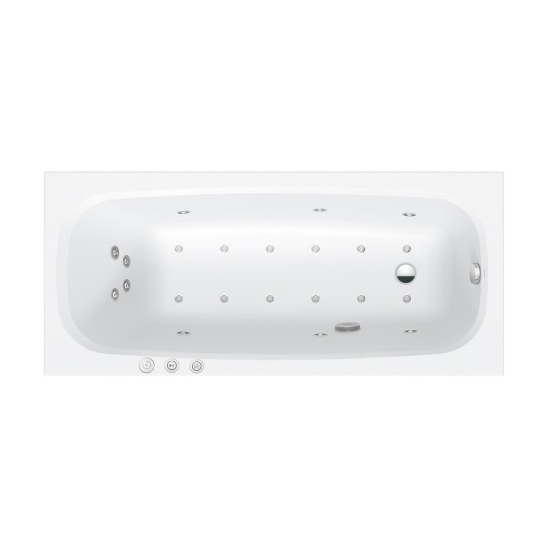 Duravit Aurena – Μπανιέρα – 1800×800 mm, εντοιχιζόμενη, υδρομασάζ Combi-System P, αποχέτευση Foot end – White Matt (760549BA0CP1000)