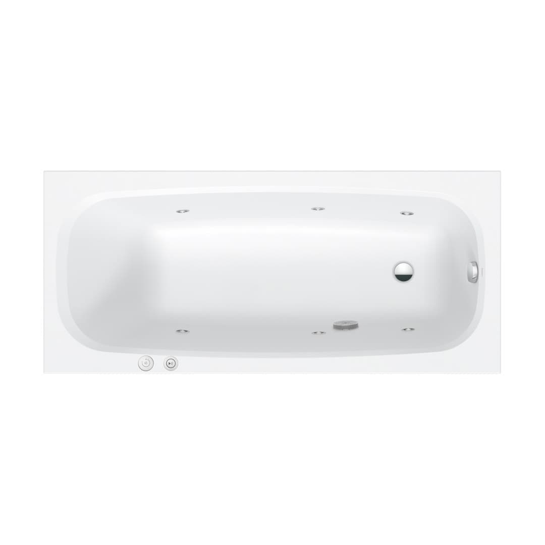 Duravit Aurena – Μπανιέρα – 1800×800 mm, εντοιχιζόμενη, υδρομασάζ Jet-System, αποχέτευση Foot end – White Matt (760549BA0JS1000)