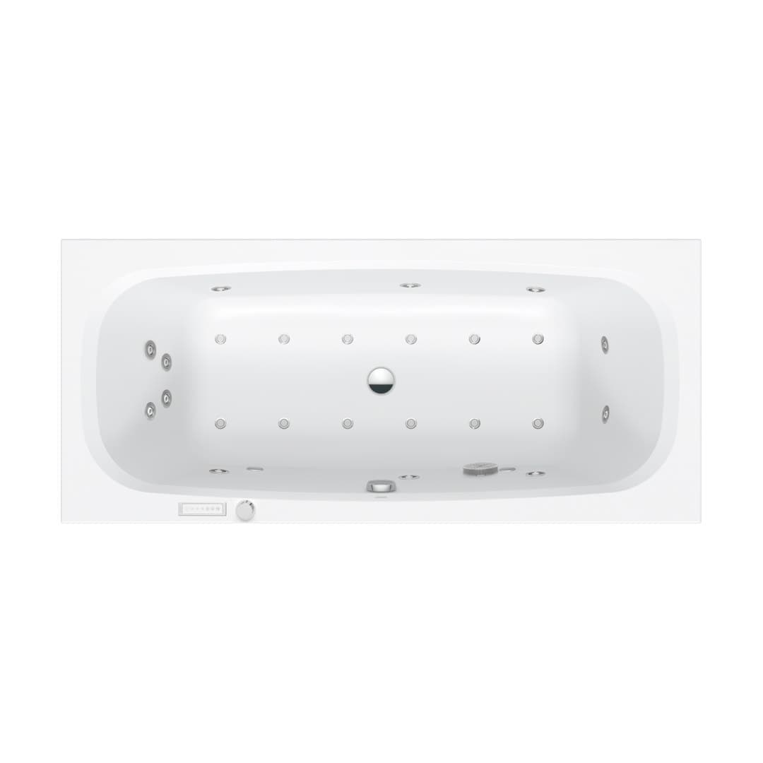 Duravit Aurena – Μπανιέρα – 1800×800 mm, εντοιχιζόμενη, υδρομασάζ Combi-System E, αποχέτευση Middle – White Matt (760550BA0CE1000)