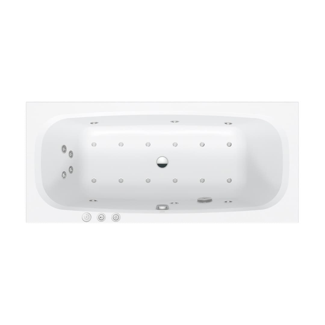 Duravit Aurena – Μπανιέρα – 1800×800 mm, εντοιχιζόμενη, υδρομασάζ Combi-System P, αποχέτευση Middle – White Matt (760550BA0CP1000)
