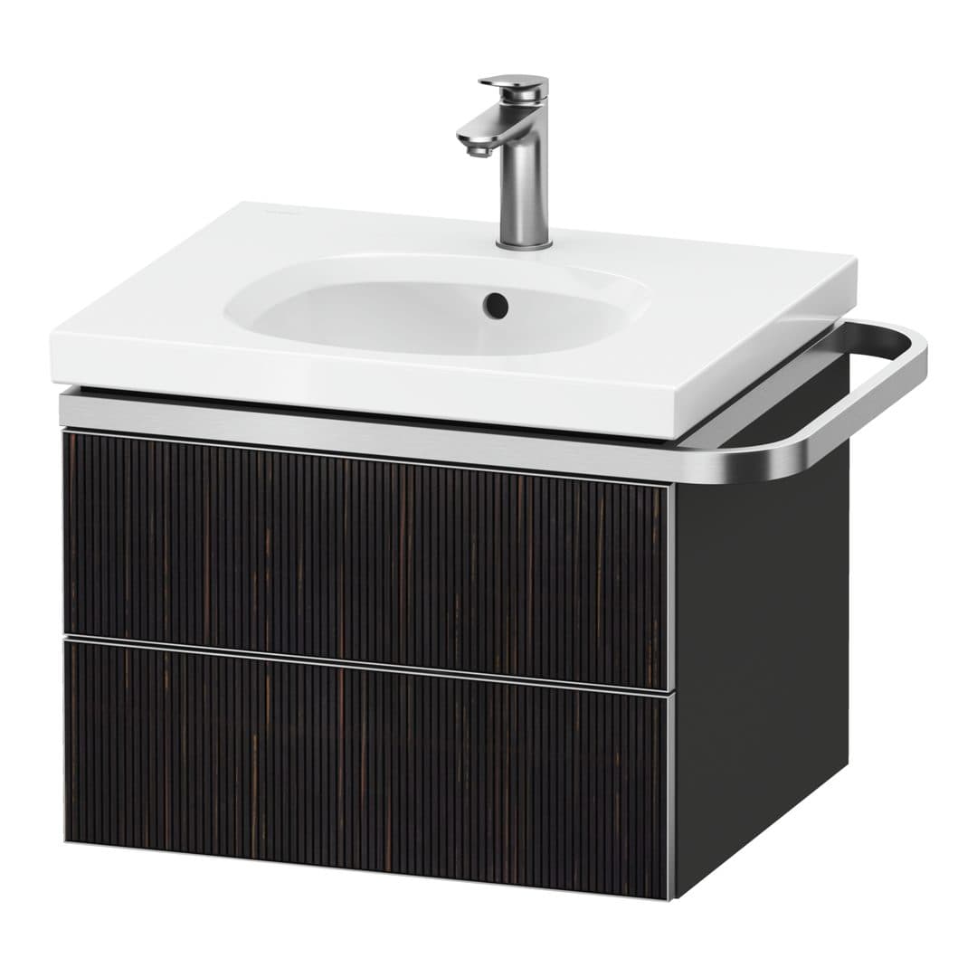 Duravit Aurena – Έπιπλο Νιπτήρα – 584 mm, 2 συρτάρια, νιπτήρας κέντρο, σώμα Graphite Super Matt, μοντέλο AU4561 – Embossed Ebony Matt, Real wood veneer (AU4561067800000)
