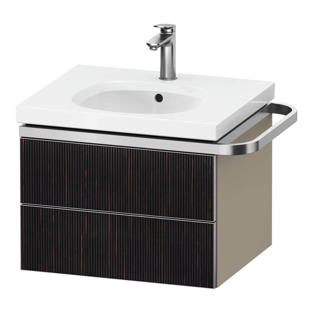 Duravit Aurena – Έπιπλο Νιπτήρα – 584 mm, 2 συρτάρια, νιπτήρας κέντρο, σώμα Taupe Super Matt, μοντέλο AU4561 – Embossed Ebony Matt, Real wood veneer (AU4561067830000)