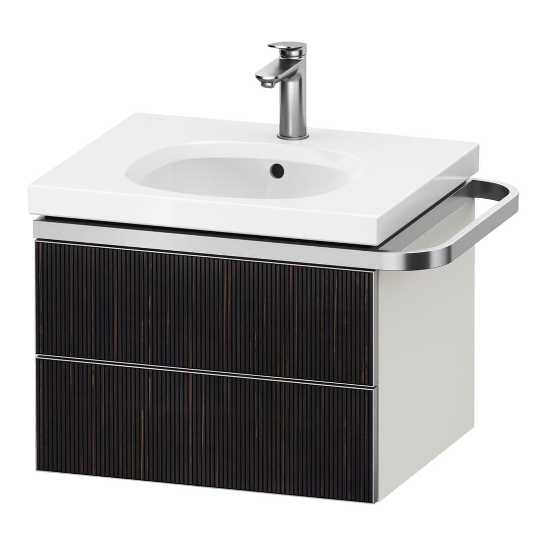 Duravit Aurena – Έπιπλο Νιπτήρα – 584 mm, 2 συρτάρια, νιπτήρας κέντρο, σώμα White Super Matt, μοντέλο AU4561 – Embossed Ebony Matt, Real wood veneer (AU4561067840000)