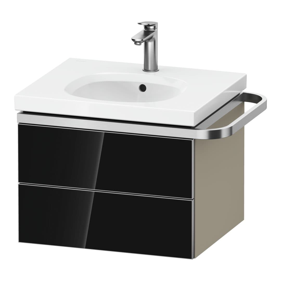Duravit Aurena – Έπιπλο Νιπτήρα – 584 mm, 2 συρτάρια, νιπτήρας κέντρο, σώμα Taupe Super Matt, μοντέλο AU4561 – Black, Glass (AU4561068830000)
