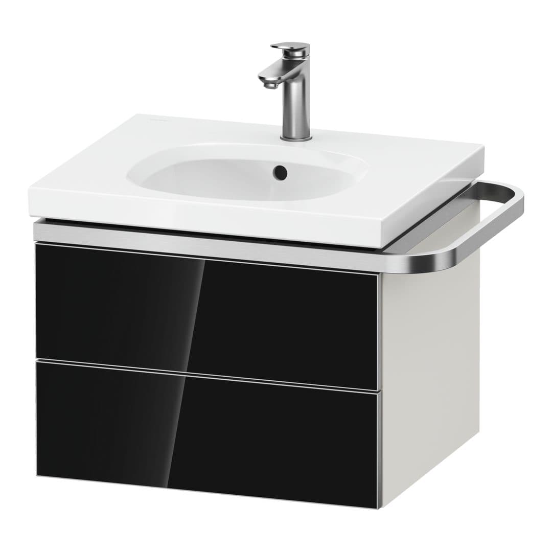 Duravit Aurena – Έπιπλο Νιπτήρα – 584 mm, 2 συρτάρια, νιπτήρας κέντρο, σώμα White Super Matt, μοντέλο AU4561 – Black, Glass (AU4561068840000)