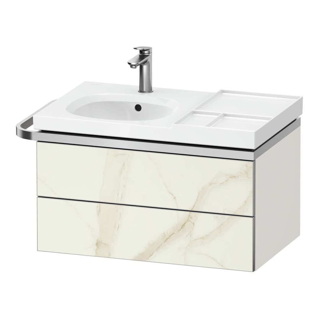 Duravit Aurena – Έπιπλο Νιπτήρα – 784 mm, 2 συρτάρια, νιπτήρας αριστερά, σώμα White Super Matt, μοντέλο AU4564 – Marble Structure Matt, Marble Structure (AU4564066840000)