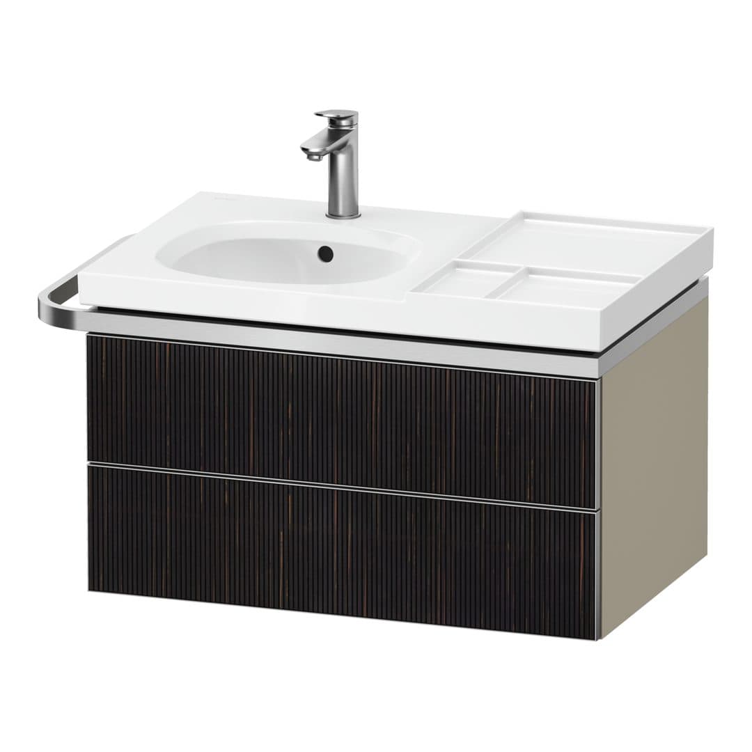Duravit Aurena – Έπιπλο Νιπτήρα – 784 mm, 2 συρτάρια, νιπτήρας αριστερά, σώμα Taupe Super Matt, μοντέλο AU4564 – Embossed Ebony Matt, Real wood veneer (AU4564067830000)