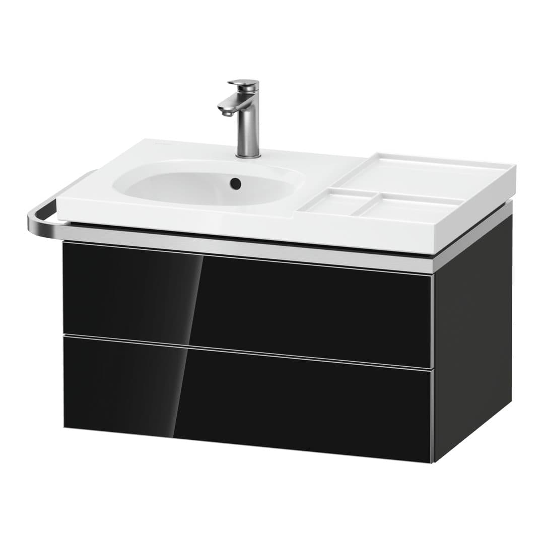 Duravit Aurena – Έπιπλο Νιπτήρα – 784 mm, 2 συρτάρια, νιπτήρας αριστερά, σώμα Graphite Super Matt, μοντέλο AU4564 – Black, Glass (AU4564068800000)