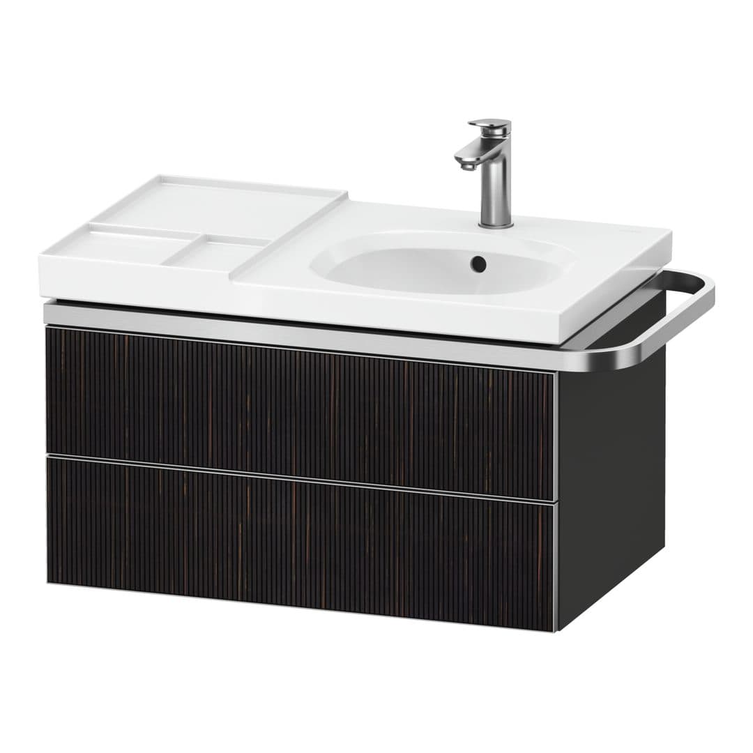 Duravit Aurena – Έπιπλο Νιπτήρα – 784 mm, 2 συρτάρια, νιπτήρας δεξιά, σώμα Graphite Super Matt, μοντέλο AU4565 – Embossed Ebony Matt, Real wood veneer (AU4565067800000)
