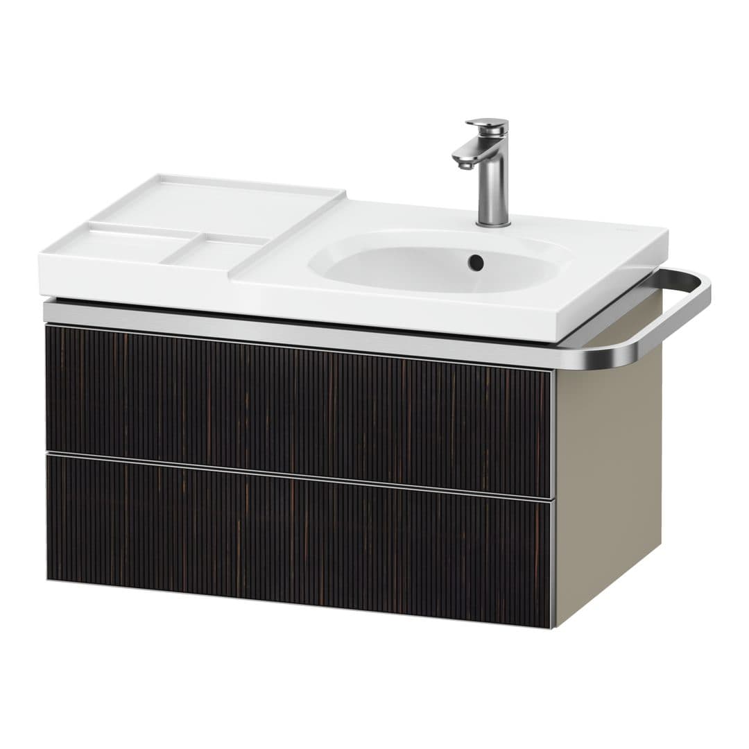 Duravit Aurena – Έπιπλο Νιπτήρα – 784 mm, 2 συρτάρια, νιπτήρας δεξιά, σώμα Taupe Super Matt, μοντέλο AU4565 – Embossed Ebony Matt, Real wood veneer (AU4565067830000)
