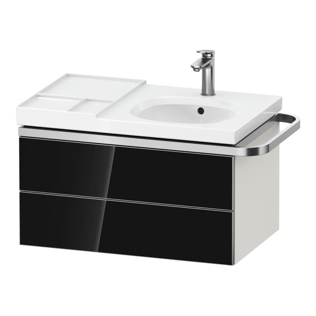 Duravit Aurena – Έπιπλο Νιπτήρα – 784 mm, 2 συρτάρια, νιπτήρας δεξιά, σώμα White Super Matt, μοντέλο AU4565 – Black, Glass (AU4565068840000)