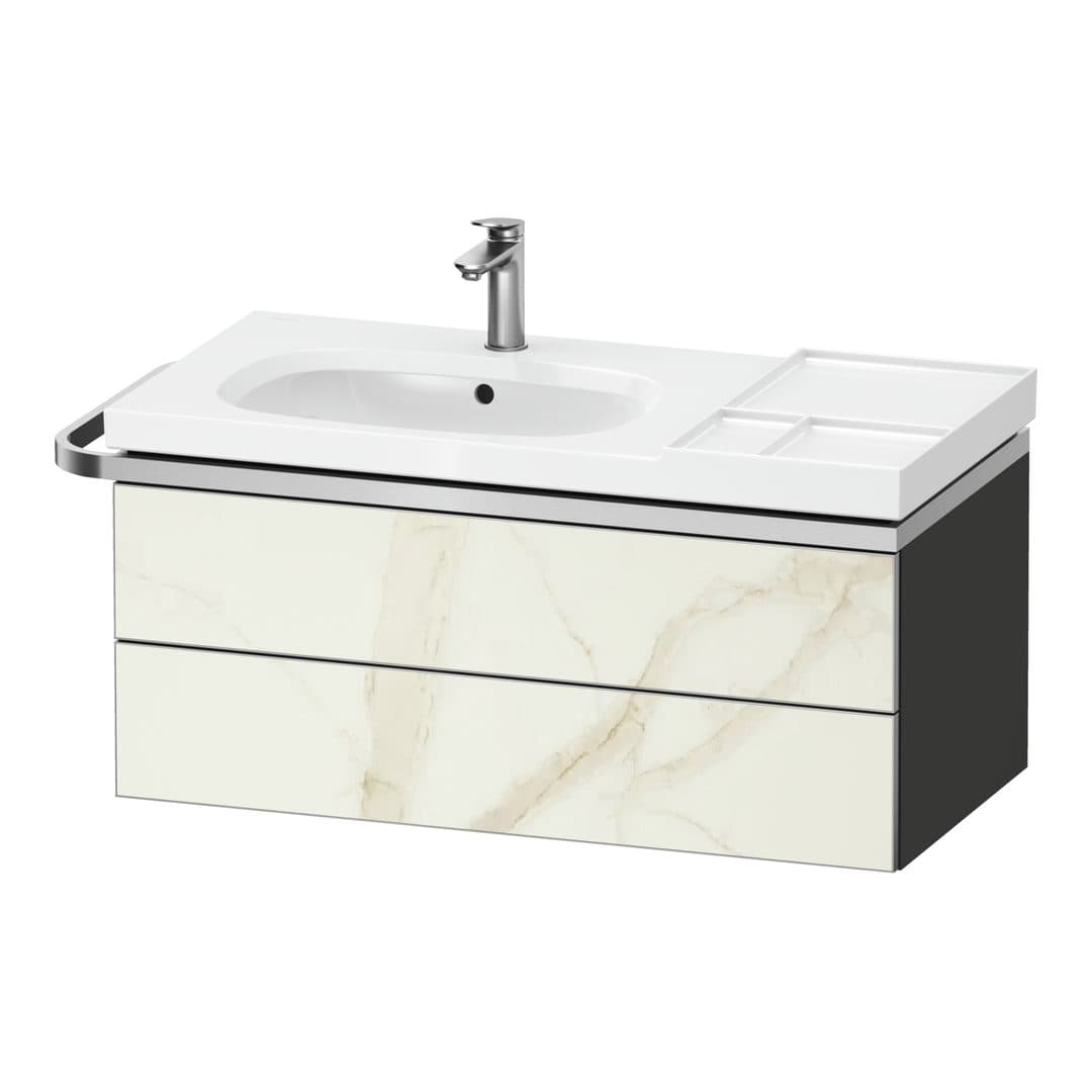 Duravit Aurena – Έπιπλο Νιπτήρα – 984 mm, 2 συρτάρια, νιπτήρας αριστερά, σώμα Graphite Super Matt – Marble Structure Matt, Marble Structure (AU4566066800000)
