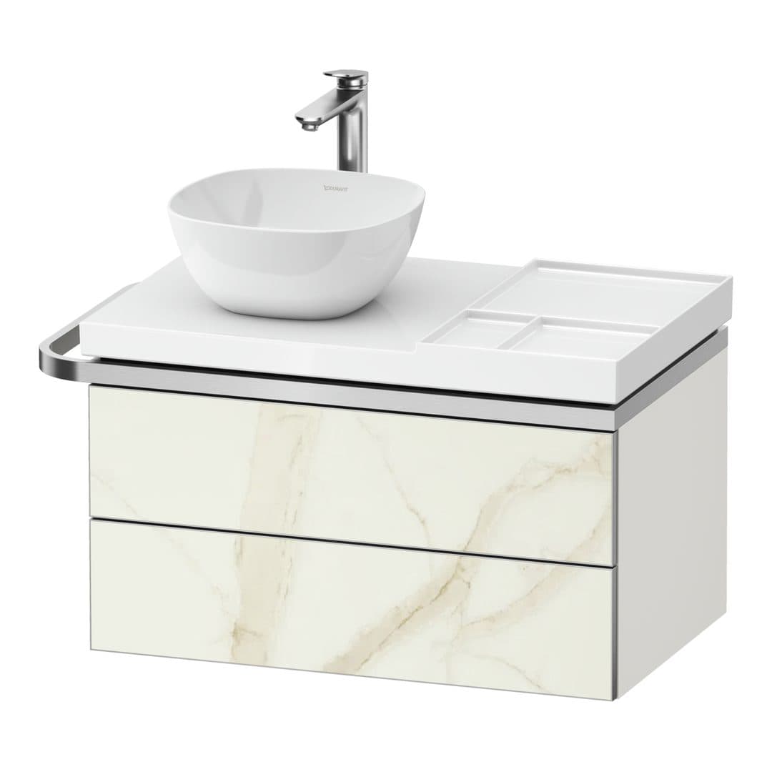 Duravit Aurena – Έπιπλο Νιπτήρα – 784 mm, 2 συρτάρια, νιπτήρας αριστερά, σώμα White Super Matt, μοντέλο AU4568 – Marble Structure Matt, Marble Structure (AU4568066840000)