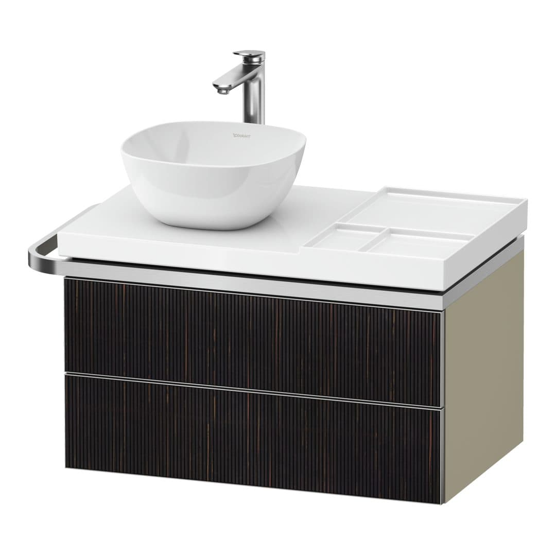 Duravit Aurena – Έπιπλο Νιπτήρα – 784 mm, 2 συρτάρια, νιπτήρας αριστερά, σώμα Taupe Super Matt, μοντέλο AU4568 – Embossed Ebony Matt, Real wood veneer (AU4568067830000)